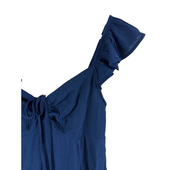 PACSUN LA Hearts Women's Dress Front Tie Babydoll Mini Blue Rayon Size Small - Picture 4 of 11